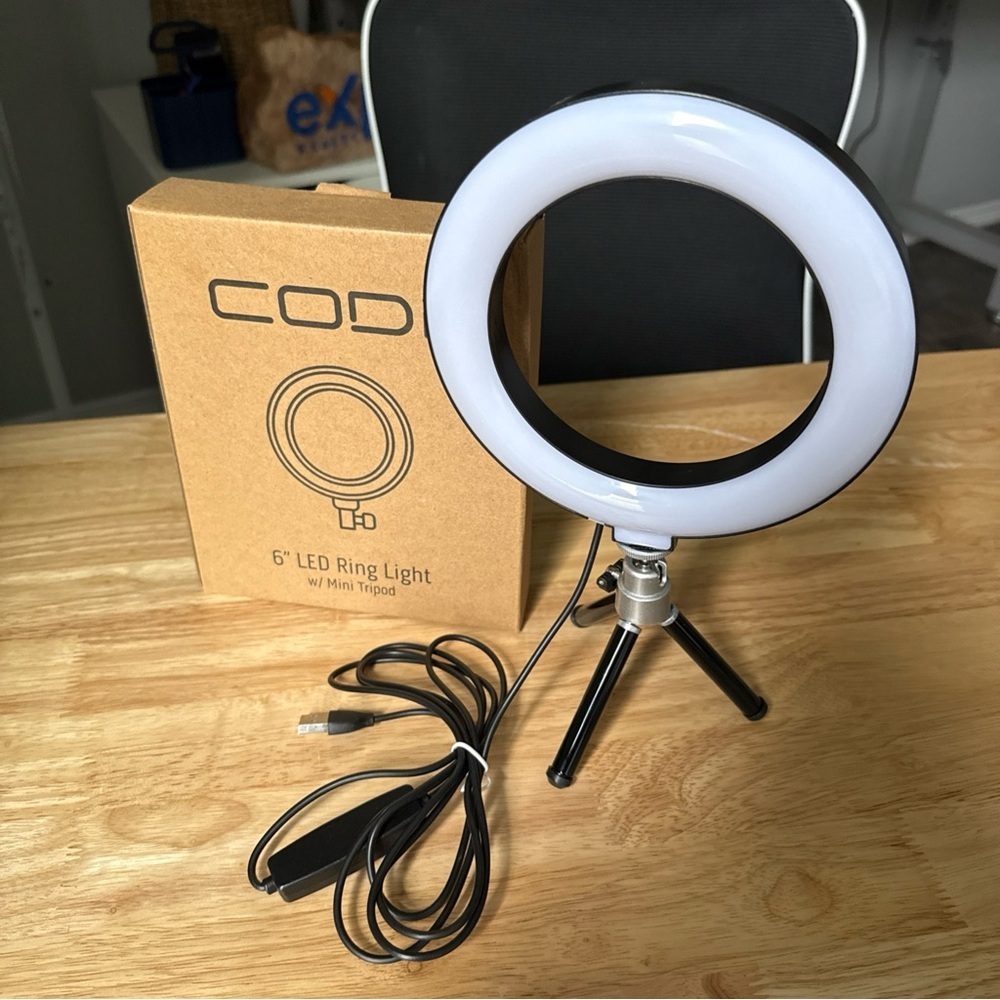 Codi - 6" LED Ring Light W/ Small Tripod Stand Warm, Blue and Neutral Light NEW